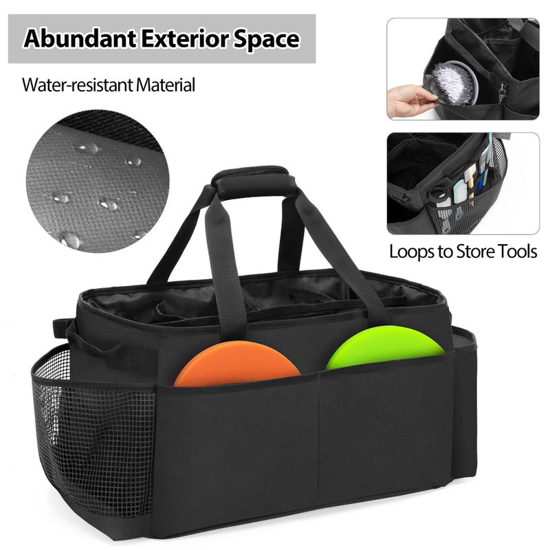 HODRANT Detailing Bag with Polisher Carry Bag, Large Detail Car Care Box for Auto Detailing Supplies, Car Wash Caddy & Trunk Organizer for Buffer Bottle Towel & Cleaning Kit, Black, Patent Design - Image 4
