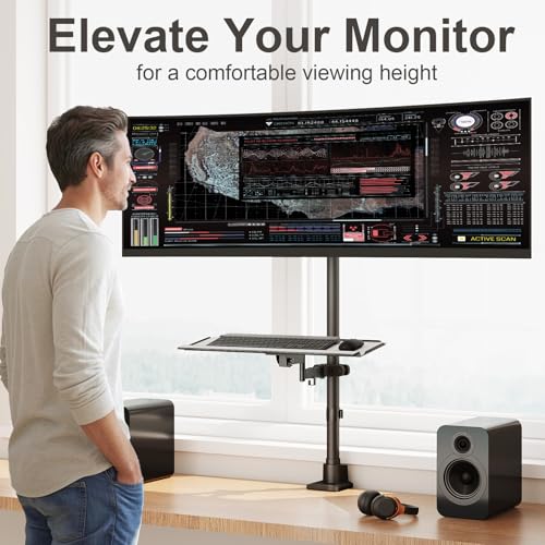 Putilsen Mount Monitor-Arm Ultrawide Heavy Duty 24-57'' - Extra Tall Aluminum Single Monitor Mount Holds up to 59.4lbs, Adjustable Desk Mount Stand, VESA 75/100 mm, Black - Image 3
