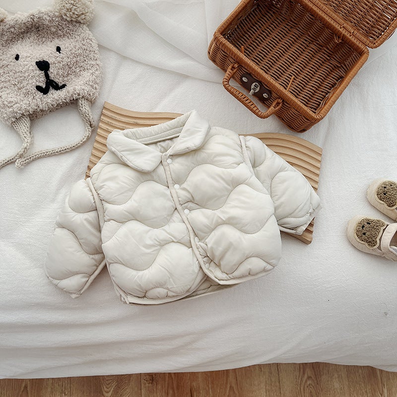 Kids Cotton Jacket 2024 New Light Warm Coat Beige