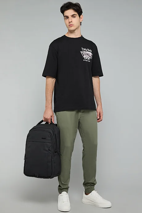 أر أند بي Solid Jogger Pants with Drawstring Waist