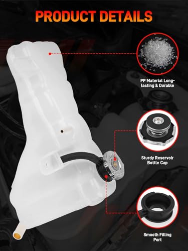 GDUKOP 603-380 Engine Coolant Reservoir Tank with Cap Compatible with Chrysler 300, Dodge Challenger Charger 2011-2023 Replaces# 55111260AF, 55111260AB - Image 4