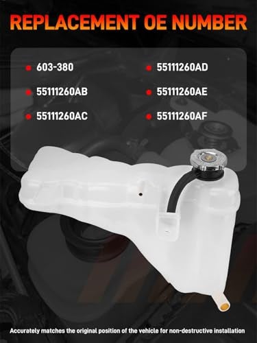 GDUKOP 603-380 Engine Coolant Reservoir Tank with Cap Compatible with Chrysler 300, Dodge Challenger Charger 2011-2023 Replaces# 55111260AF, 55111260AB - Image 3