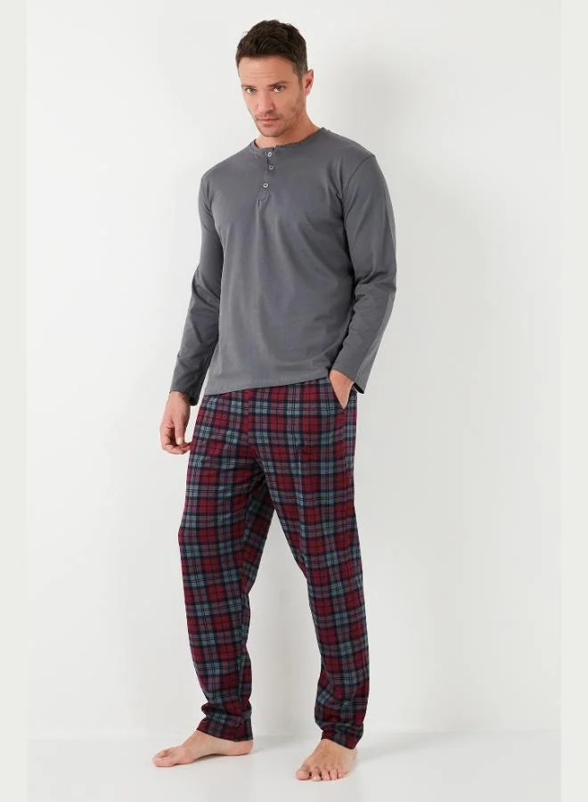 Buratti  Buratti Plaid Cotton Elastic Waist Regular Fit Long Sleeve Pajama Set Men's PAJAMAS SET 6572003 for Men | Best Price UAE