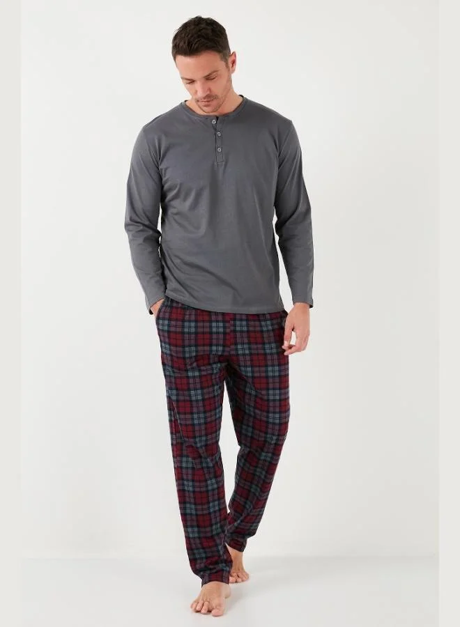 Buratti  Buratti Plaid Cotton Elastic Waist Regular Fit Long Sleeve Pajama Set Men's PAJAMAS SET 6572003 for Men | Best Price UAE