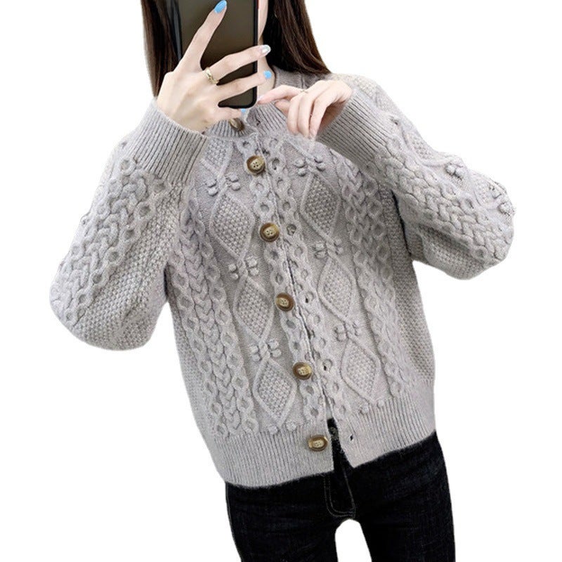 Knitted cardigan spring and autumn 2024 new womens short short womens sweater womens coat foreign style top 1255 Pink
