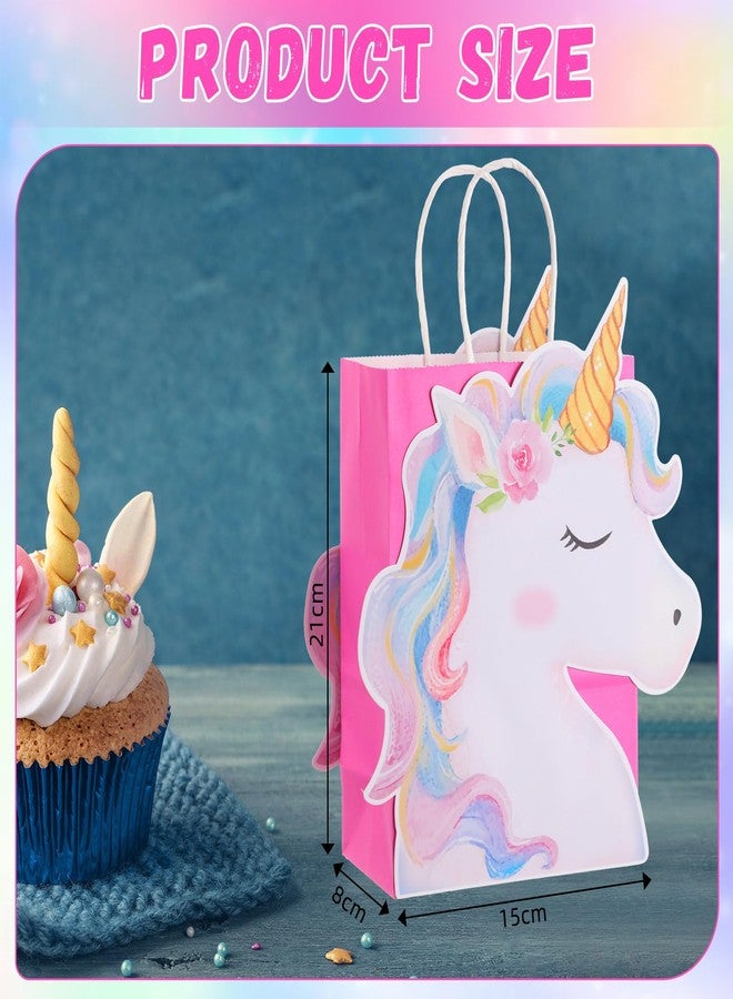 Kolldenn 24 Pack Unicorn Party Favor Bags Goody Bags 3 Colors with 48 Pcs Cardstocks and Handles for Unicorn Birthday Party Gift Goody Treat Candy for Unisex Favors - Image 2
