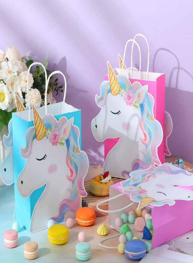 Kolldenn 24 Pack Unicorn Party Favor Bags Goody Bags 3 Colors with 48 Pcs Cardstocks and Handles for Unicorn Birthday Party Gift Goody Treat Candy for Unisex Favors - Image 4