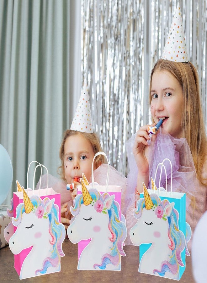 Kolldenn 24 Pack Unicorn Party Favor Bags Goody Bags 3 Colors with 48 Pcs Cardstocks and Handles for Unicorn Birthday Party Gift Goody Treat Candy for Unisex Favors - Image 5