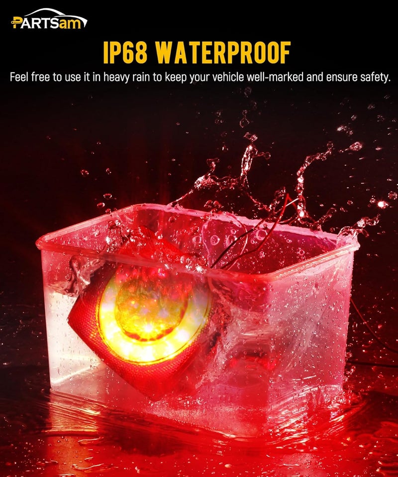 Partsam Led Submersible Trailer Tail Lights Kit, Waterproof 12V Square LED Trailer Lights Halo Glow with Wiring Harness Combination Brake Stop Turn Running License Lights for RV Marine Boat Trailer - Image 2