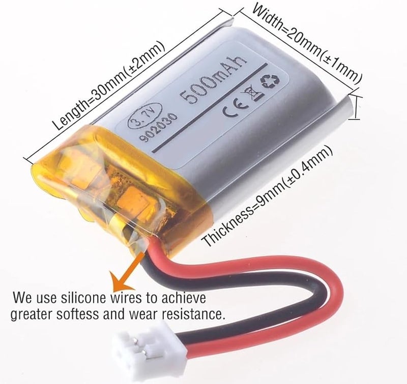 3 7V 500mAh Rechargeable Lithium Ion Battery 2 54 2pin Color - Image 3