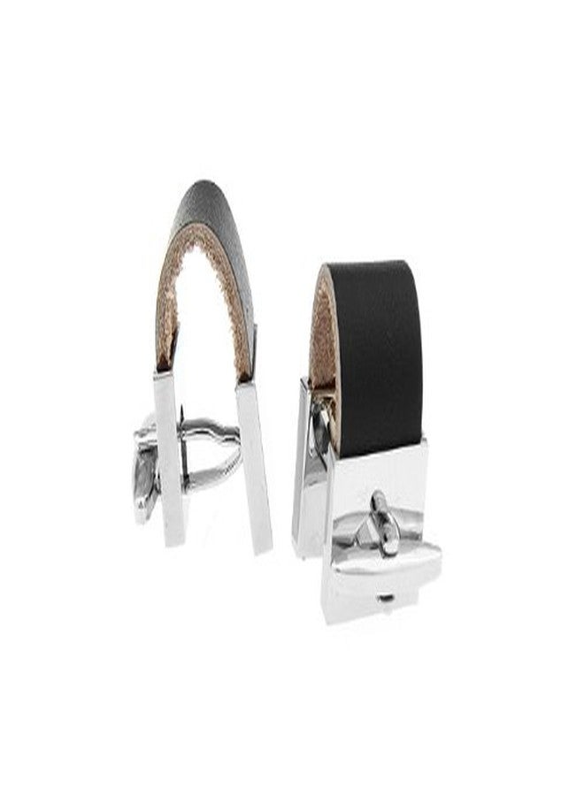 ZIVOM Wrap Around Black Leatherette Cufflinks For Men - Image 2