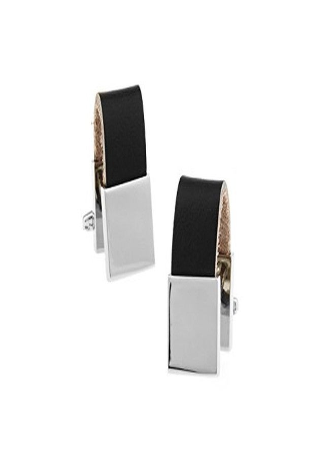 ZIVOM Wrap Around Black Leatherette Cufflinks For Men - Image 1