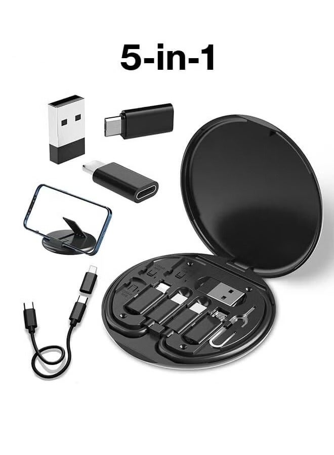 5 in 1 Multi-functional USB charging adapter kit, USB C conversion set USB A and Type C, data transfer, card storage, tray eject pin, phone holder.  - Image 1