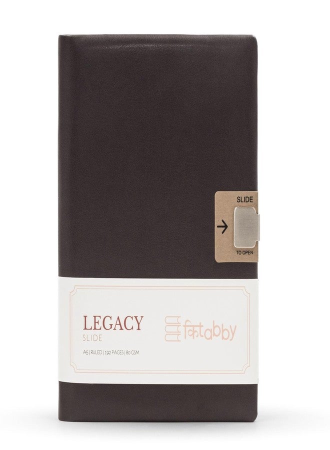 Kitabby- Legacy Slide- A5 Size-Hard Bound Notebook with a Sliding Lock Mechanism- Padded PU Soft Leather Cover Material- (Maroon) - Image 1