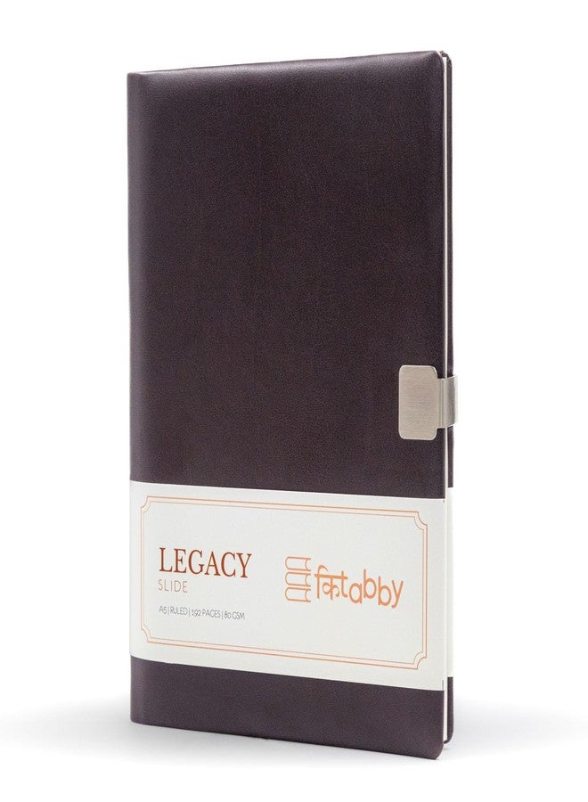 Kitabby- Legacy Slide- A5 Size-Hard Bound Notebook with a Sliding Lock Mechanism- Padded PU Soft Leather Cover Material- (Maroon) - Image 2