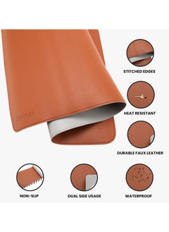 ABARCY Dual-Sided Leather Mouse Pad - 2XL, 80x40 cm (31.50x15.75 inch), Brown & Grey  - Image 2