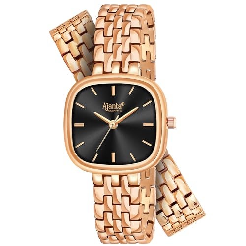 Ajanta Quartz Newly Launched Stainless Steel Stylish Rosegold Analog Watches and Square Dial for Women and Girls with Metal Strap Bracelet Suitable for Casual, Formal (La Luna Collection) - Image 4
