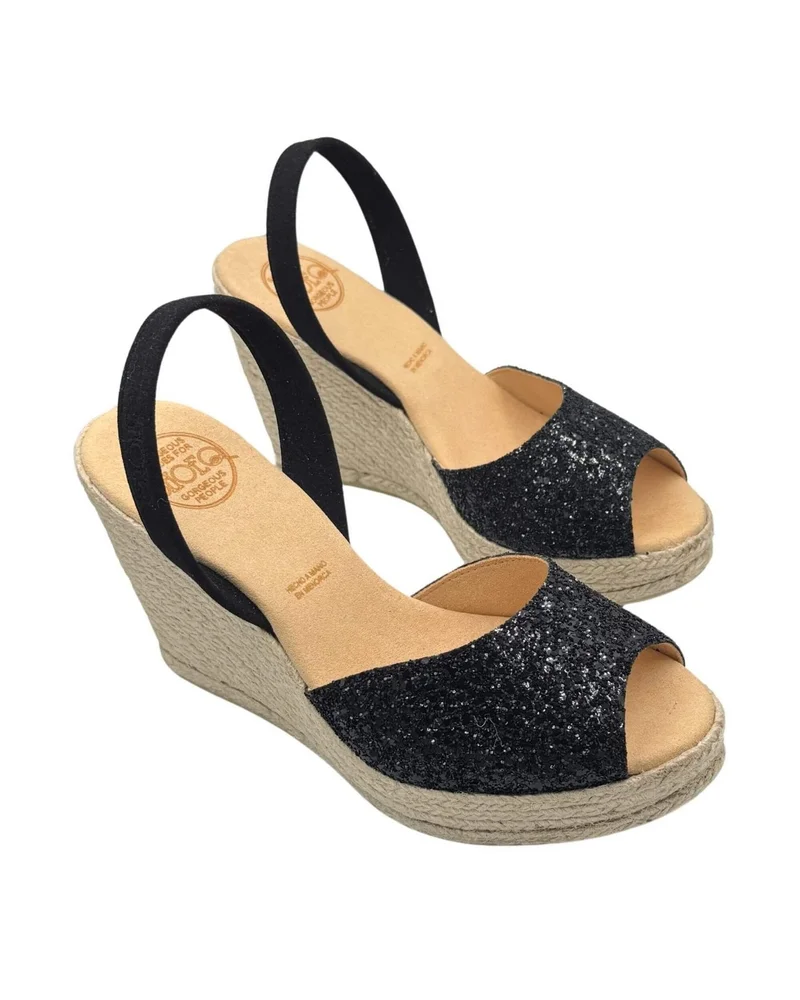 SHOEQ Midnight Glitter Roxy Espadrille Wedge for Women | Best Price UAE