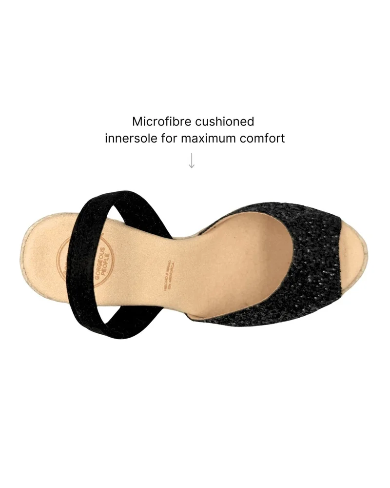 SHOEQ Midnight Glitter Roxy Espadrille Wedge for Women | Best Price UAE