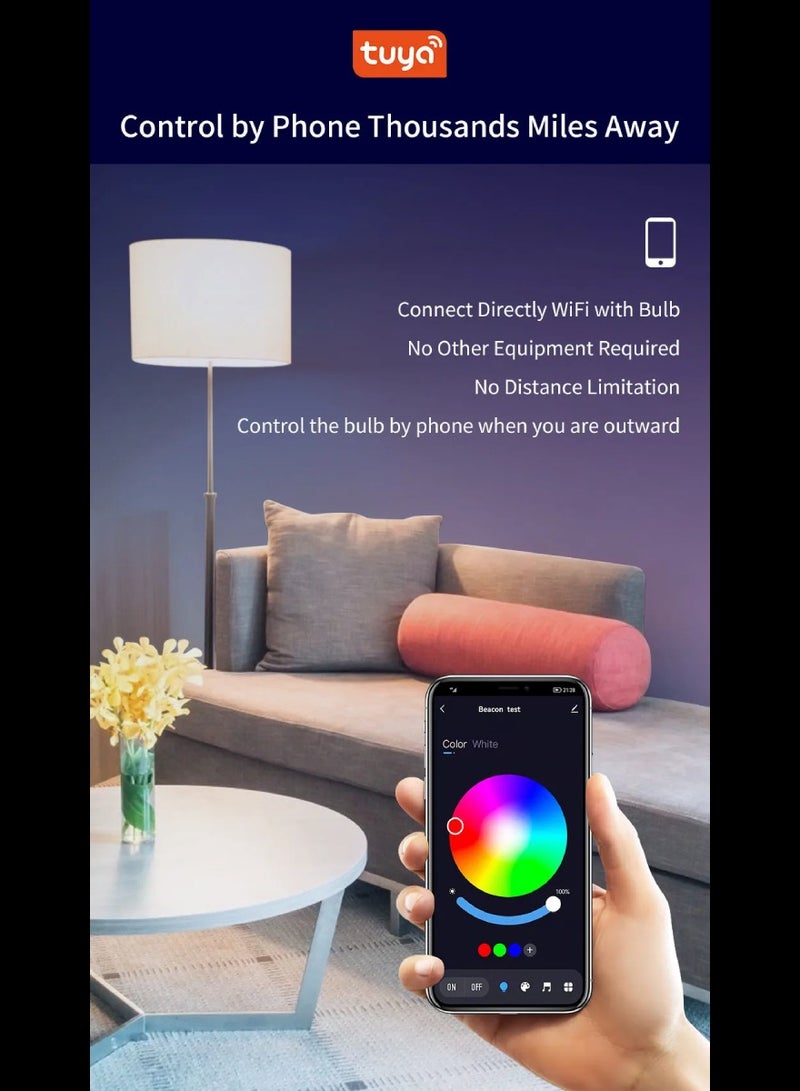 TUYA RGB+CCT Downlight 4.5 Inch 10W Ceiling Light Bluetooth Control Works With Alexa And Google Assistant Led Light With App Control 16 Million Color Range 50000 Hour Lifespan 2700K-6500K Color Range - Image 5
