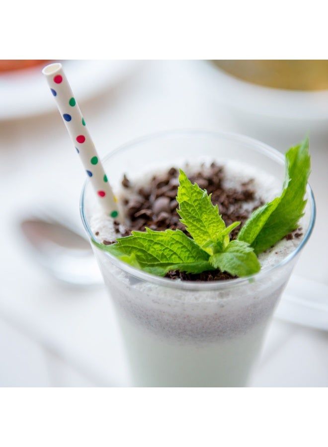 Restaurantware 7.8 Inch Paper Straws For Drinking, 100 Sturdy Eco-Friendly Paper Straws - Premium Polka Dot Design, Confetti Paper DurablePaper Straws, Vibrant Colors, For Cold Drinks - Image 3