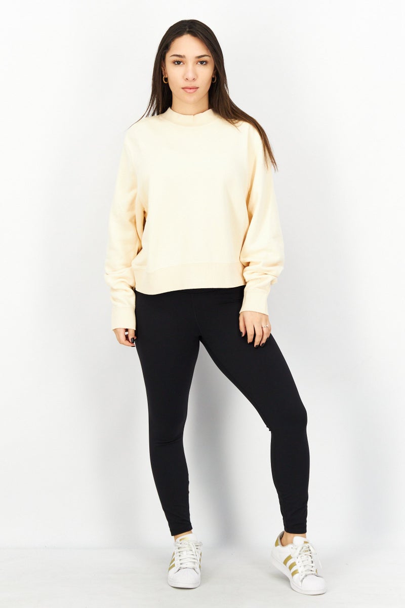 PUMA ملابس رياضية نسائية بأكمام طويلة للياقة البدنية، بيج - Image 2