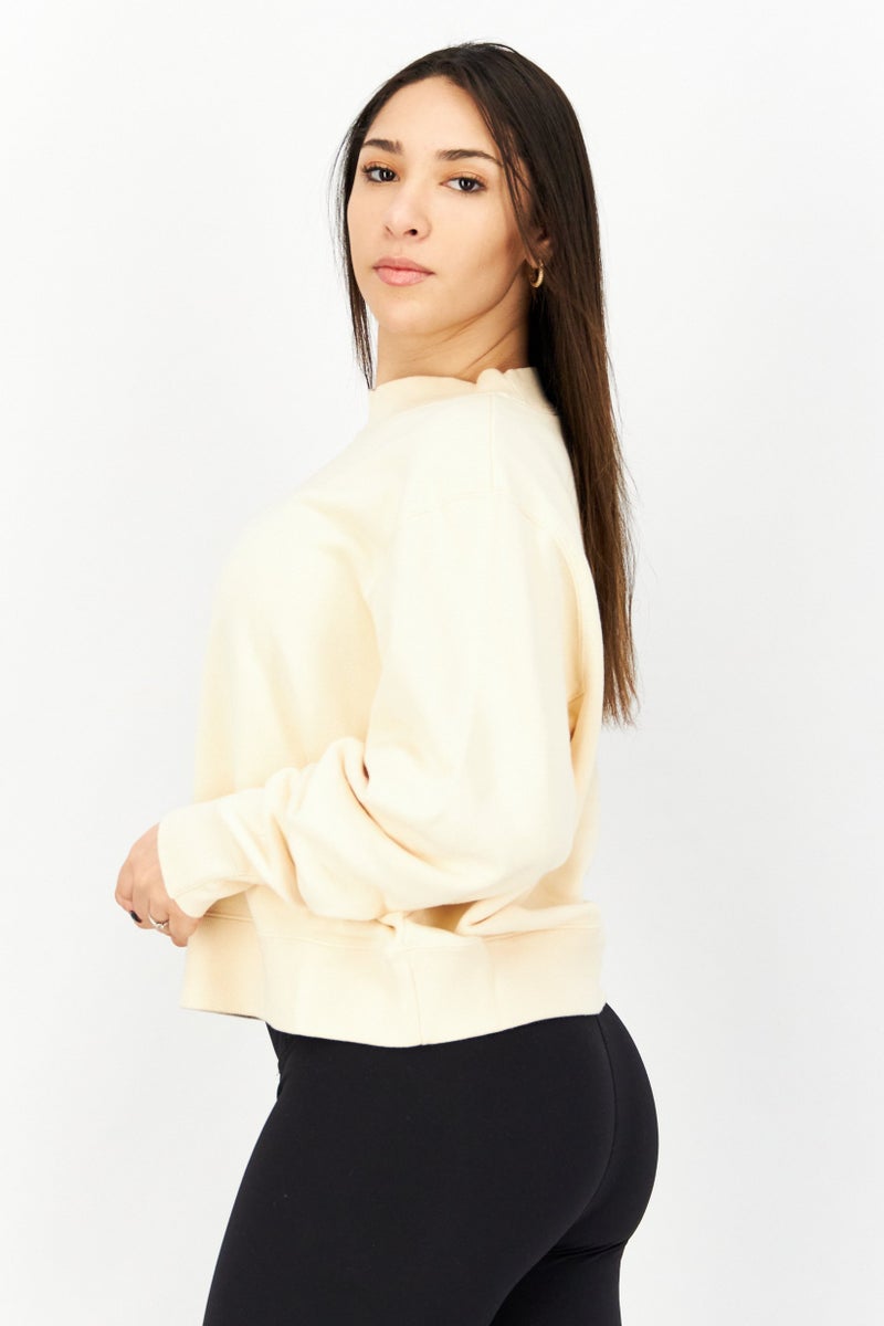 PUMA ملابس رياضية نسائية بأكمام طويلة للياقة البدنية، بيج - Image 2