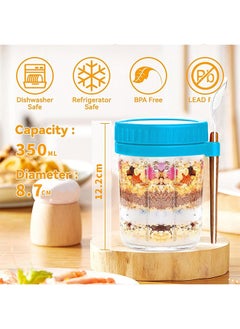 Yoawllty 6 Packs Overnight Oats Containers with Lids and Spoons,12oz Glass Airtight Yogurt Overnight Oats Jars, Large Capacity Airtight Jars for Milk, Cereal, Fruit  - Image 2