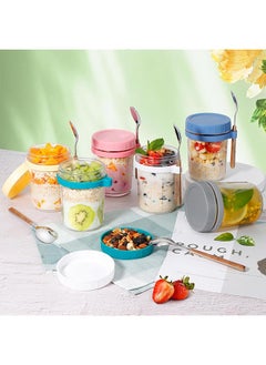 Yoawllty 6 Packs Overnight Oats Containers with Lids and Spoons,12oz Glass Airtight Yogurt Overnight Oats Jars, Large Capacity Airtight Jars for Milk, Cereal, Fruit  - Image 3
