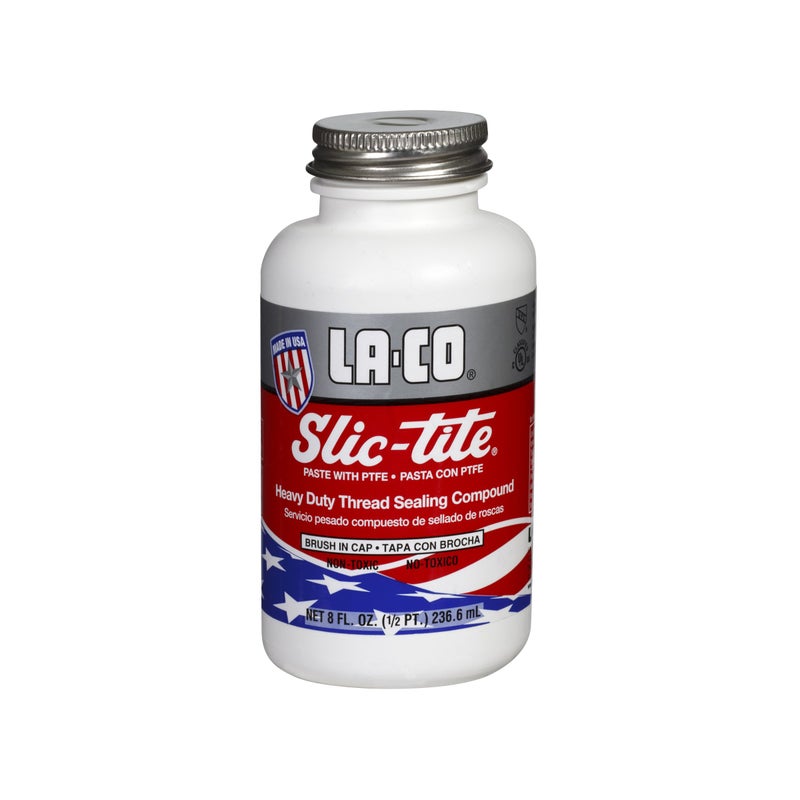 La-Co معجون ختم الخيوط الفاخر LA-CO 42019 Slic-Tite مع PTFE، من -50 إلى 500 درجة فهرنهايت، 1/2 لتر في جرة مع فرشاة في الغطاء، أبيض - Image 3