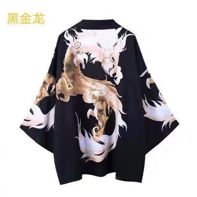 Trade Single-Day Trendy Brand Ukiyo-E Robe Sea Wave Pattern Dragon Printed Kimono Hawaii Beach Shirt - Image 3