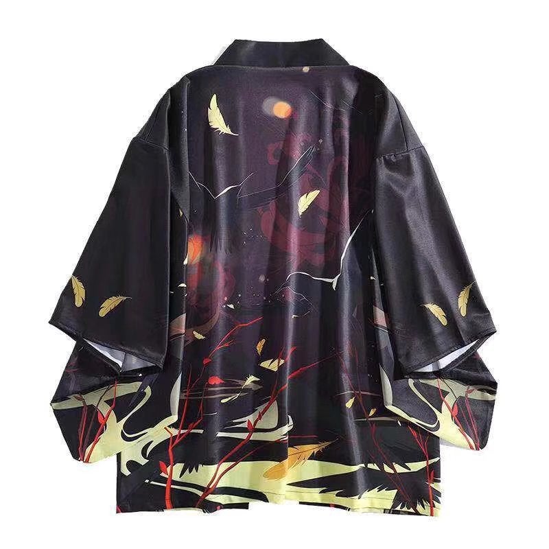 Trade Single-Day Trendy Brand Ukiyo-E Robe Sea Wave Pattern Dragon Printed Kimono Hawaii Beach Shirt - Image 1