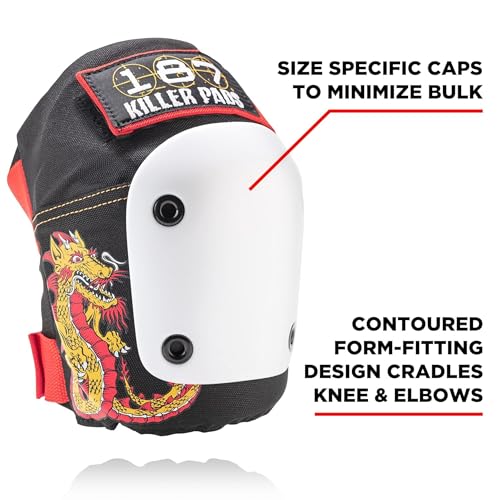 187 Killer Pads 187 وسادات القتل مجموعة 6 قطع، وسادات الكوع، وسادات الركبة، وحراس المعصم - مثالية للتزلج على الألواح، والتزلج على العجلات، والتزلج الداخلي - Image 2