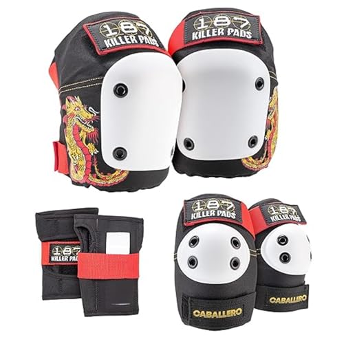187 Killer Pads 187 وسادات القتل مجموعة 6 قطع، وسادات الكوع، وسادات الركبة، وحراس المعصم - مثالية للتزلج على الألواح، والتزلج على العجلات، والتزلج الداخلي - Image 1