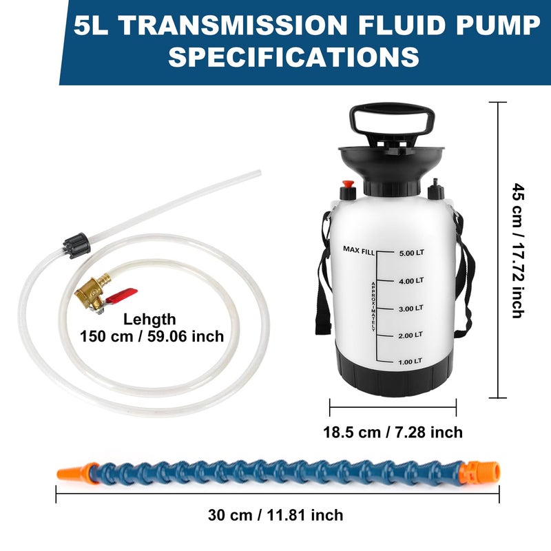 KAERKA 5L Transmission Fluid Pump, Car Transmission Fluid Hand Pump, Transmission Oil Pump, for Automotive Trucks Marine Engines, Teflon Tape & Gloves - Image 2