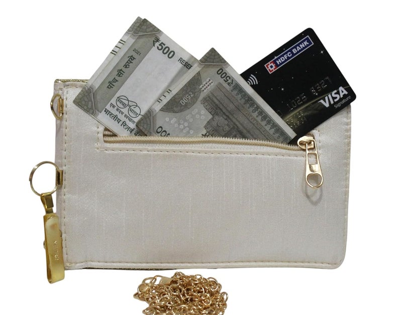MILAN'S CREATION Exclusive Mobile Pouch Zardozi Hand Embroidery With Waist Clip Hook & Sling Chain (removable) | Ladies Women’s Handbag Wallet Sling Purse | Party Wedding Festival Giveaways Gift | - Image 5