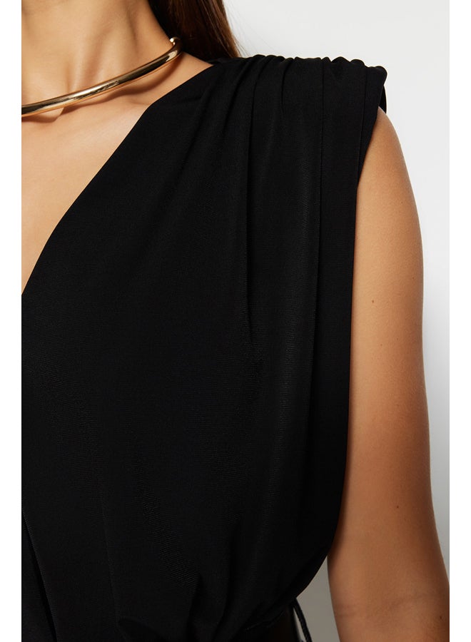 trendyol Black Padding, Double Breasted Collar, Flexible Knitted Bodysuit TWOSS23BD00007 - Image 4