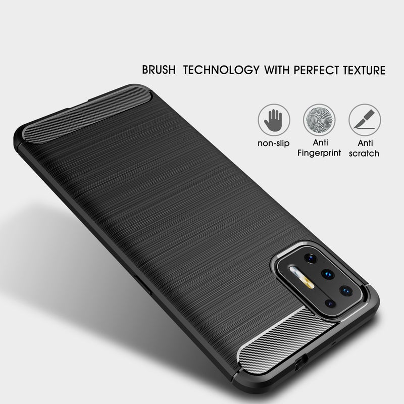 BURAQ Case Cover For Motorola Moto G9 Plus Brushed Texture Carbon Fiber TPU Case(Black) - Image 3