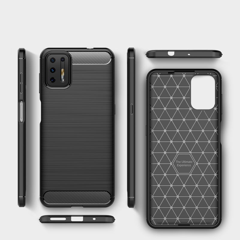 BURAQ Case Cover For Motorola Moto G9 Plus Brushed Texture Carbon Fiber TPU Case(Black) - Image 2
