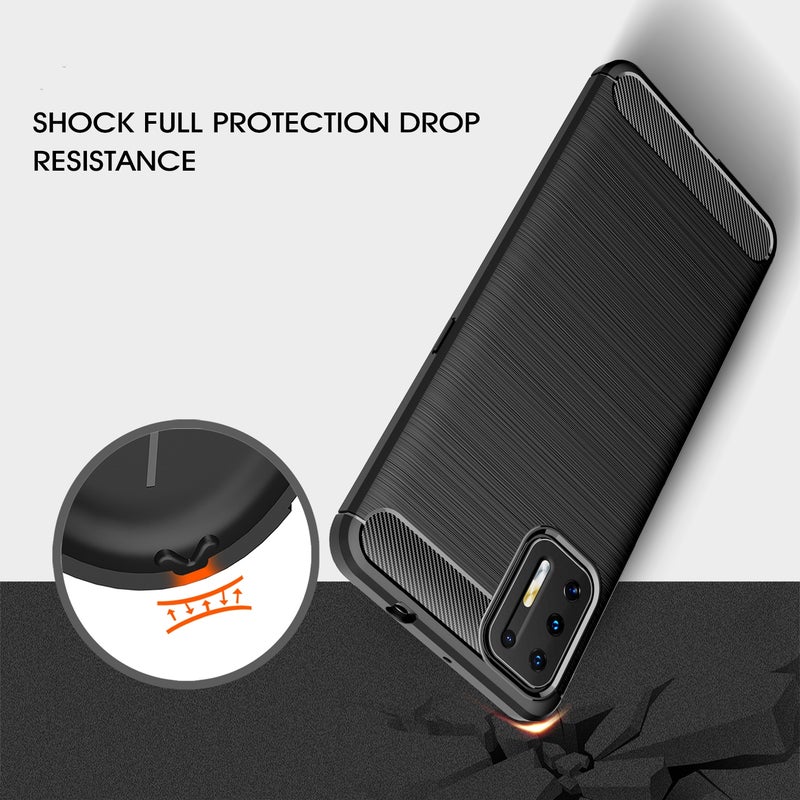 BURAQ Case Cover For Motorola Moto G9 Plus Brushed Texture Carbon Fiber TPU Case(Black) - Image 5