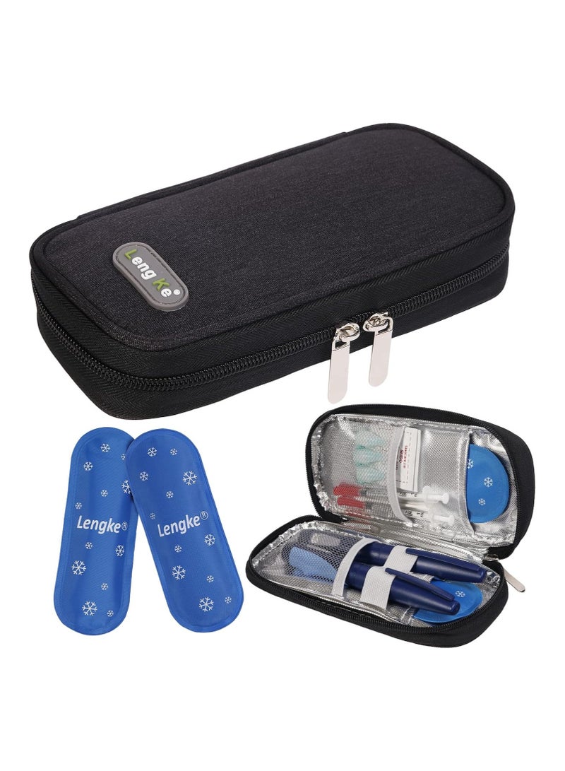 Leng Ke Insulin Cooler Travel Case for Diabetic, Insulin Cooling Case Travel Portable Insulin Pen Carrying Case Cooler Bag Organizer for Diabetic Supplies with 2 Ice Pack - Image 1