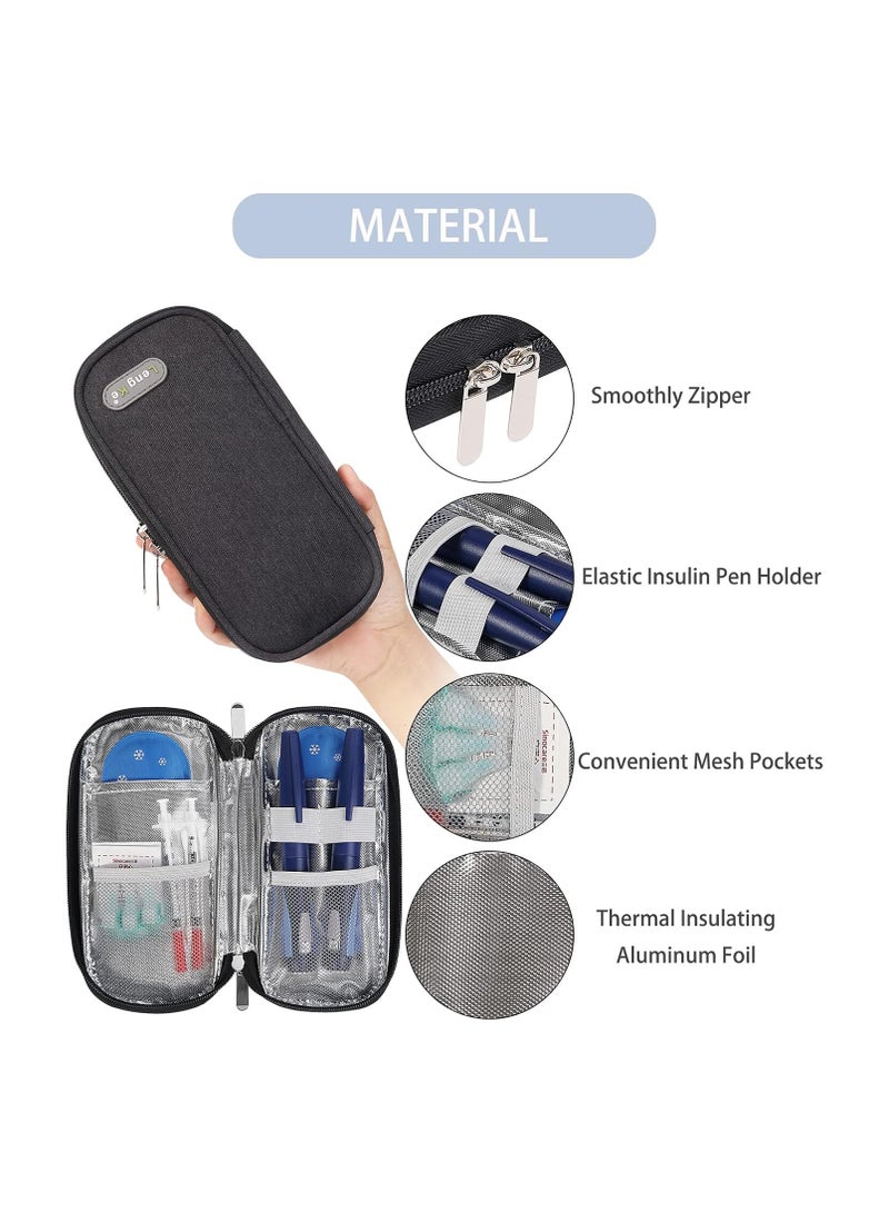 Leng Ke Insulin Cooler Travel Case for Diabetic, Insulin Cooling Case Travel Portable Insulin Pen Carrying Case Cooler Bag Organizer for Diabetic Supplies with 2 Ice Pack - Image 2