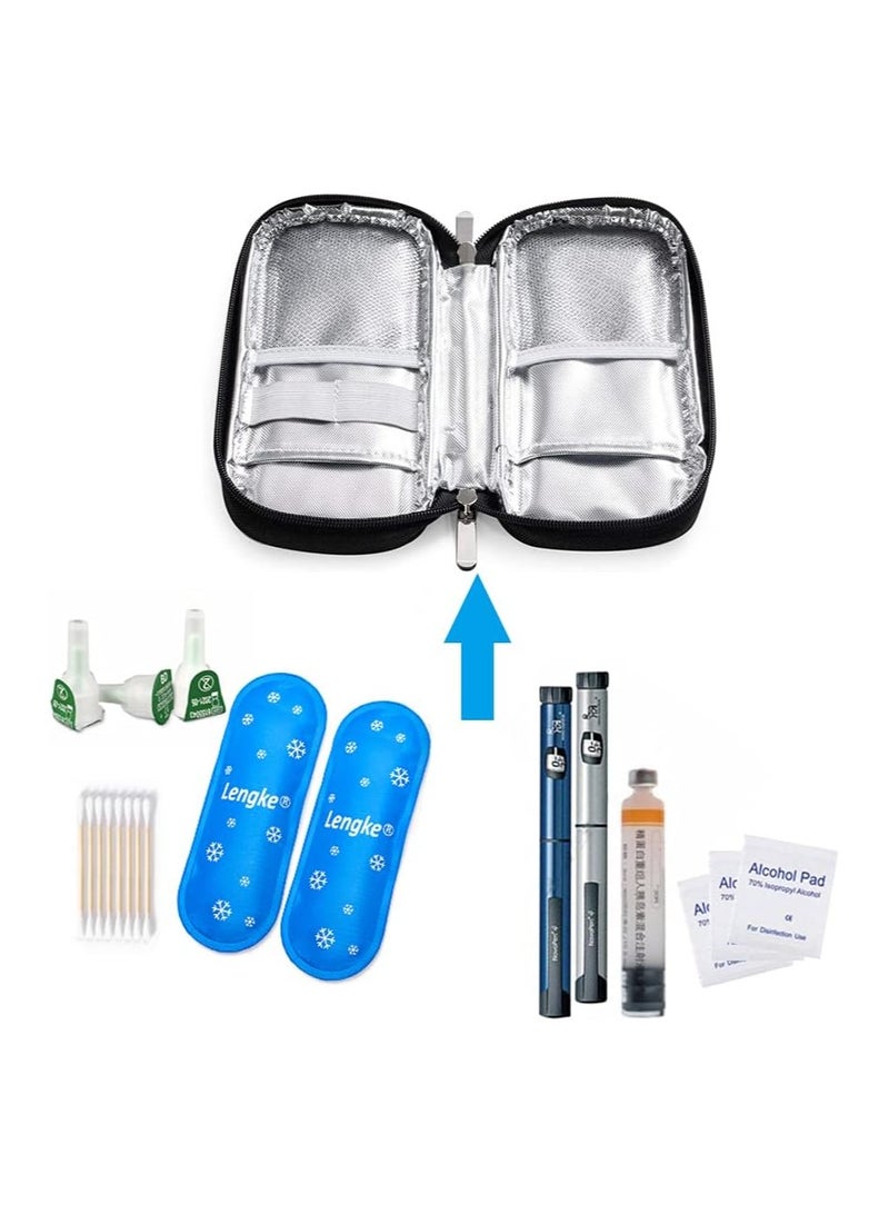 Leng Ke Insulin Cooler Travel Case for Diabetic, Insulin Cooling Case Travel Portable Insulin Pen Carrying Case Cooler Bag Organizer for Diabetic Supplies with 2 Ice Pack - Image 4