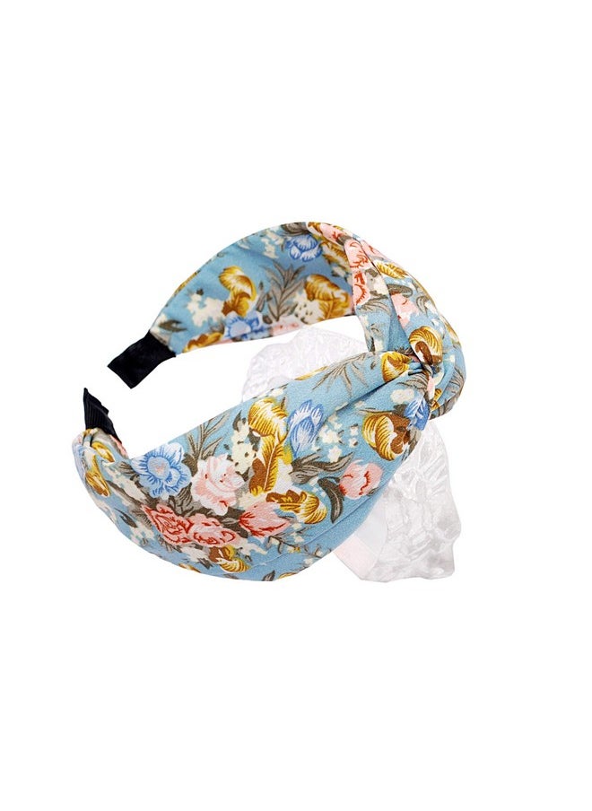 Vogue Hair Accessories - Vogue Hair Accessories Printed Fabric Knot Metal Hairband Headband (B_L_U_E_F_L_O_R_A_L) - Image 1