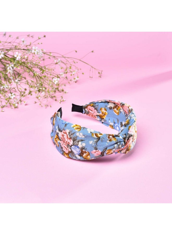 Vogue Hair Accessories - Vogue Hair Accessories Printed Fabric Knot Metal Hairband Headband (B_L_U_E_F_L_O_R_A_L) - Image 1