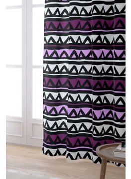 Cango Home Purple Black Geometric Modern Digital Printed Curtain CGH231-PR  - Image 2