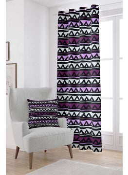 Cango Home Purple Black Geometric Modern Digital Printed Curtain CGH231-PR  - Image 1
