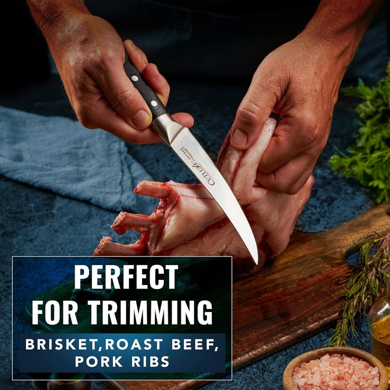 Cutluxe Curved Boning Knife – 6" Boning Knife for Meat Cutting, Filleting – High Carbon German Steel, Full Tang & Ergonomic Handle Design – Artisan Series - Image 4