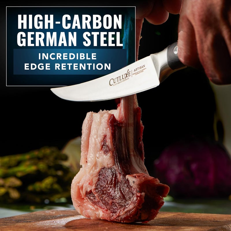 Cutluxe Curved Boning Knife – 6" Boning Knife for Meat Cutting, Filleting – High Carbon German Steel, Full Tang & Ergonomic Handle Design – Artisan Series - Image 5