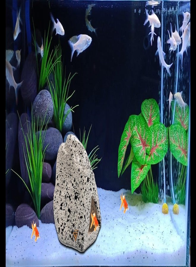 GIG BAZAAR-Aquarium Stone Shelter Rock Cave Hideaway, Hidden Space for Fish and Shrimp Shelter Rock, Speckled Granite Design, Fish Tank Decoration Ornament Accessories (White) - Image 2